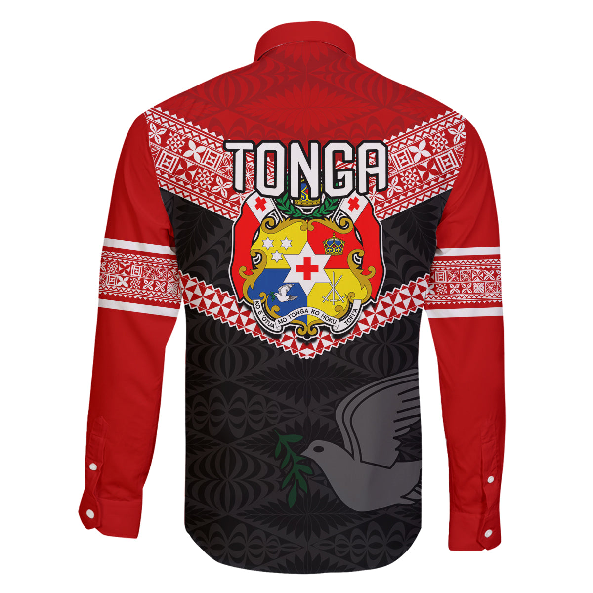 Tonga Family Matching Off Shoulder Maxi Dress and Hawaiian Shirt Tonga Coat of Arms with Seamless Tapa Ngatu Pattern LT03 - Polynesian Pride