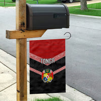 Tonga Garden Flag Tonga Coat of Arms with Seamless Tapa Ngatu Pattern LT03 - Polynesian Pride