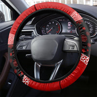 Tonga Christmas Steering Wheel Cover Tongan Coat of Arms Santa With Ngatu Pattern Christmas Red Style LT03 - Polynesian Pride