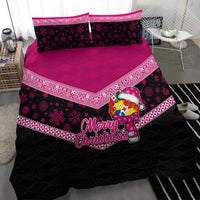 Tonga Christmas Bedding Set Tongan Coat of Arms Santa With Ngatu Pattern Christmas Pink Style LT03 - Polynesian Pride