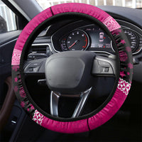 Tonga Christmas Steering Wheel Cover Tongan Coat of Arms Santa With Ngatu Pattern Christmas Pink Style LT03 - Polynesian Pride