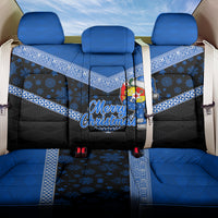 Tonga Christmas Back Car Seat Cover Tongan Coat of Arms Santa With Ngatu Pattern Christmas Blue Style LT03 One Size Blue - Polynesian Pride