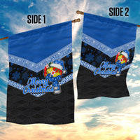 Tonga Christmas Garden Flag Tongan Coat of Arms Santa With Ngatu Pattern Christmas Blue Style LT03 - Polynesian Pride