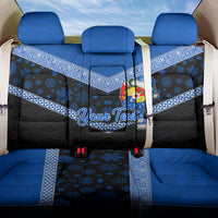 Personalised Tonga Christmas Back Car Seat Cover Tongan Coat of Arms Santa With Ngatu Pattern Christmas Blue Style LT03 One Size Blue - Polynesian Pride