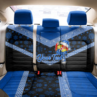 Personalised Tonga Christmas Back Car Seat Cover Tongan Coat of Arms Santa With Ngatu Pattern Christmas Blue Style LT03 - Polynesian Pride