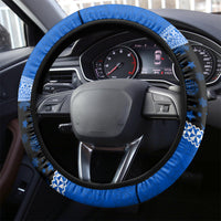 Tonga Christmas Steering Wheel Cover Tongan Coat of Arms Santa With Ngatu Pattern Christmas Blue Style LT03 - Polynesian Pride