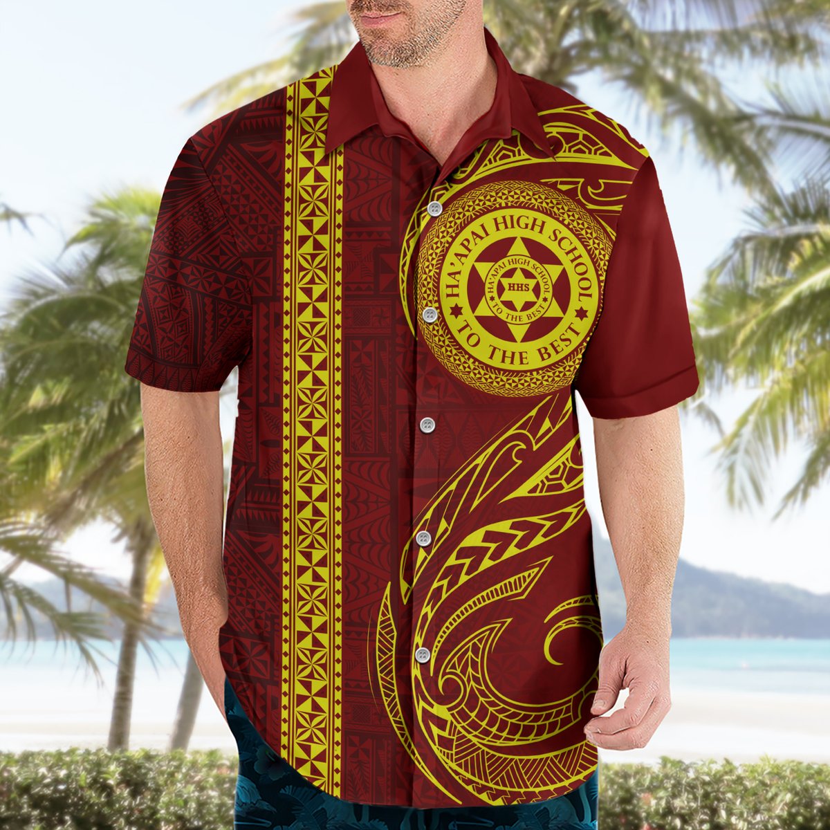 Tonga Ha'apai High School Hawaiian Shirt Ngatu and Maori Ethnic Tribal Pattern LT03 - Polynesian Pride