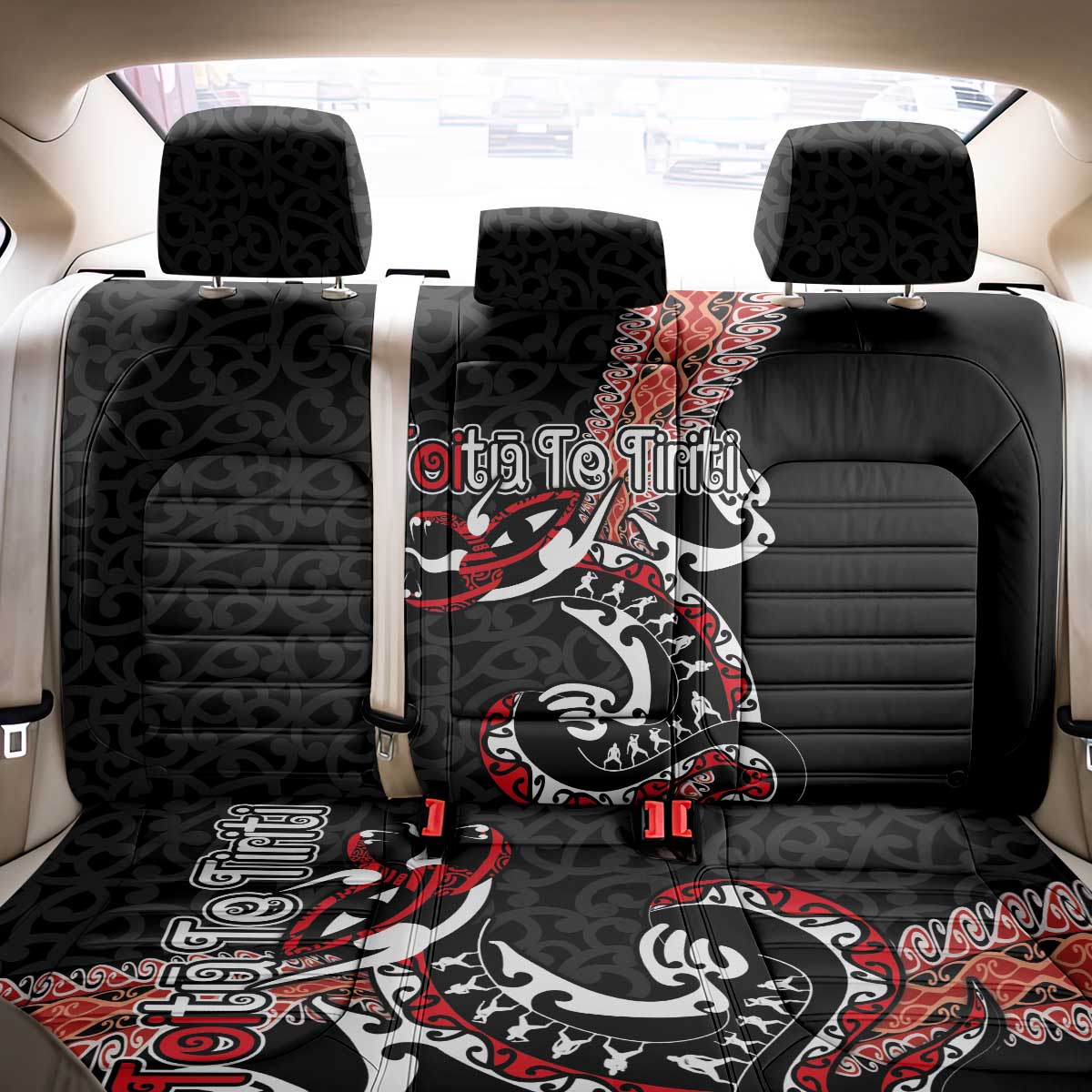 Aotearoa Toitu Te Tiriti Back Car Seat Cover Maori Taniwha Haka - Honour the Treaty LT03 - Polynesian Pride