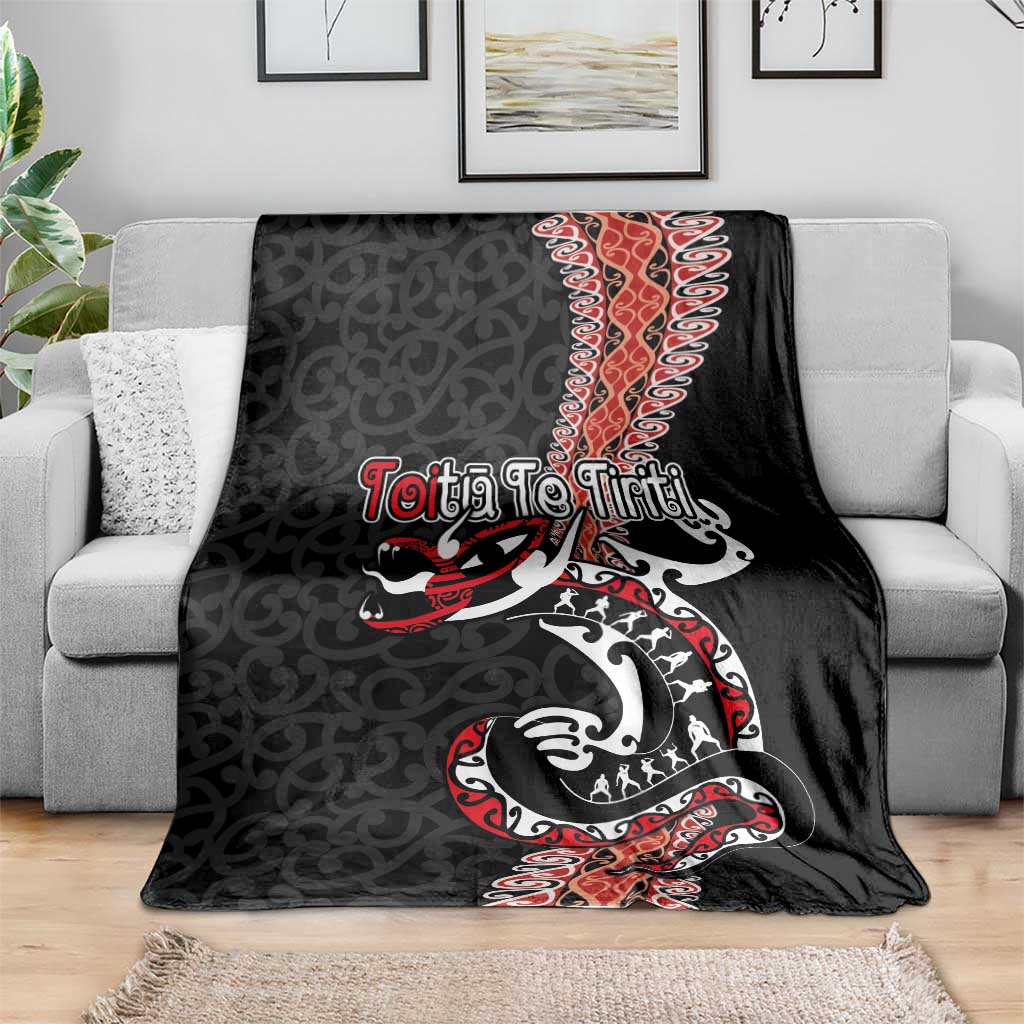Aotearoa Toitu Te Tiriti Blanket Maori Taniwha Haka - Honour the Treaty LT03 - Polynesian Pride