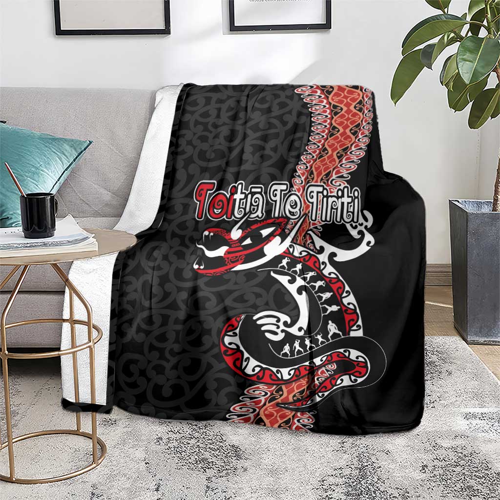 Aotearoa Toitu Te Tiriti Blanket Maori Taniwha Haka - Honour the Treaty LT03 - Polynesian Pride