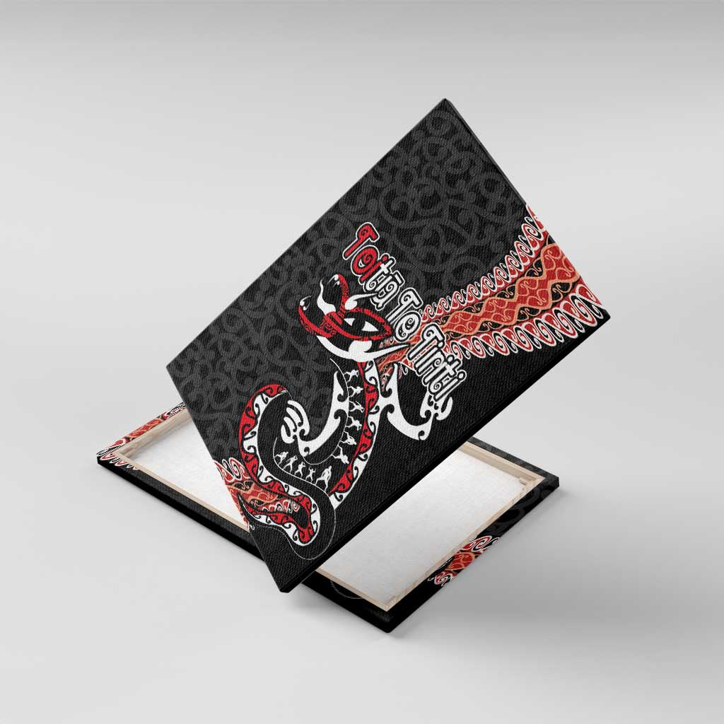 Aotearoa Toitu Te Tiriti Canvas Wall Art Maori Taniwha Haka - Honour the Treaty LT03 With Frame Black - Polynesian Pride