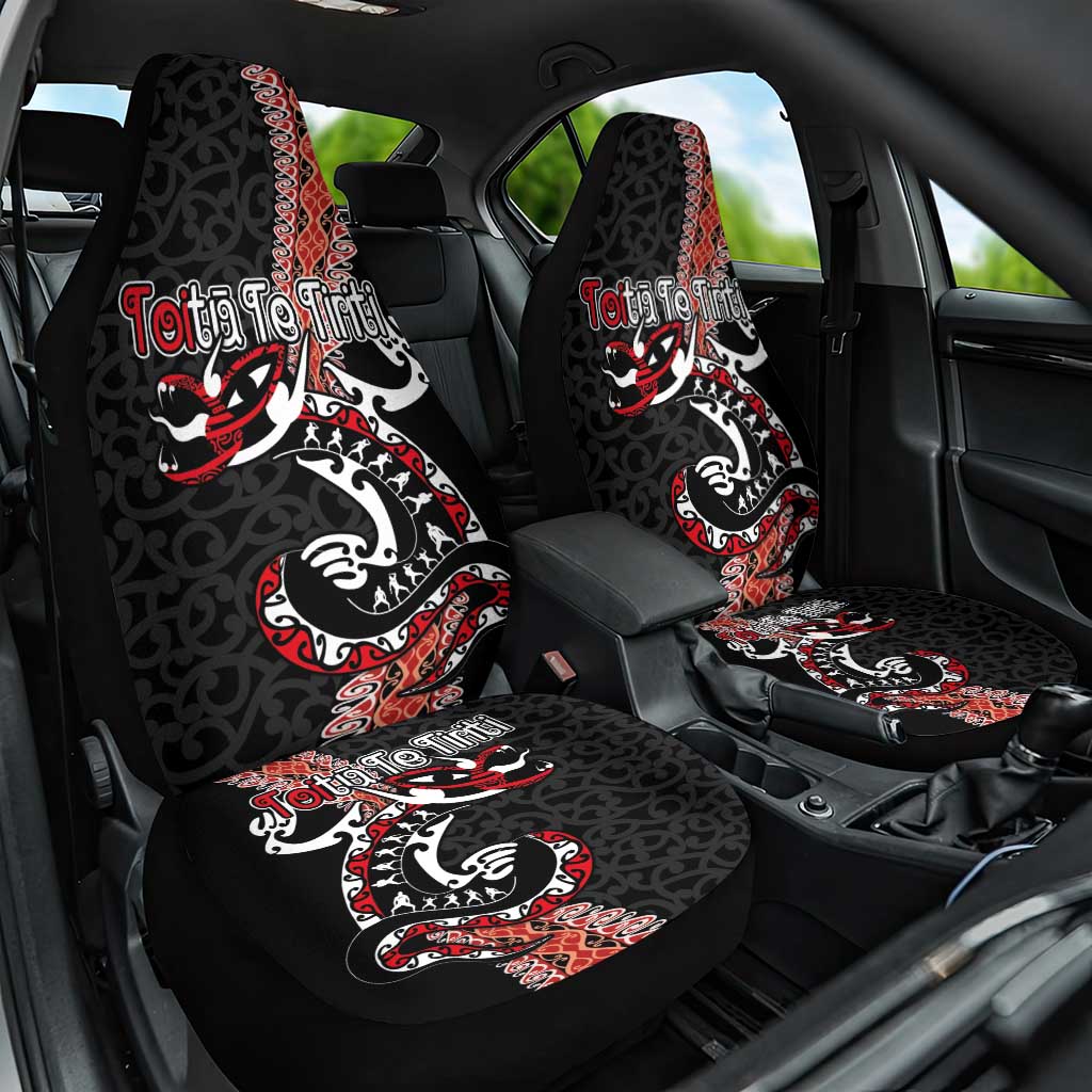 Aotearoa Toitu Te Tiriti Car Seat Cover Maori Taniwha Haka - Honour the Treaty LT03 One Size Black - Polynesian Pride
