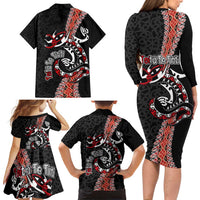 Aotearoa Toitu Te Tiriti Family Matching Long Sleeve Bodycon Dress and Hawaiian Shirt Maori Taniwha Haka - Honour the Treaty LT03 - Polynesian Pride