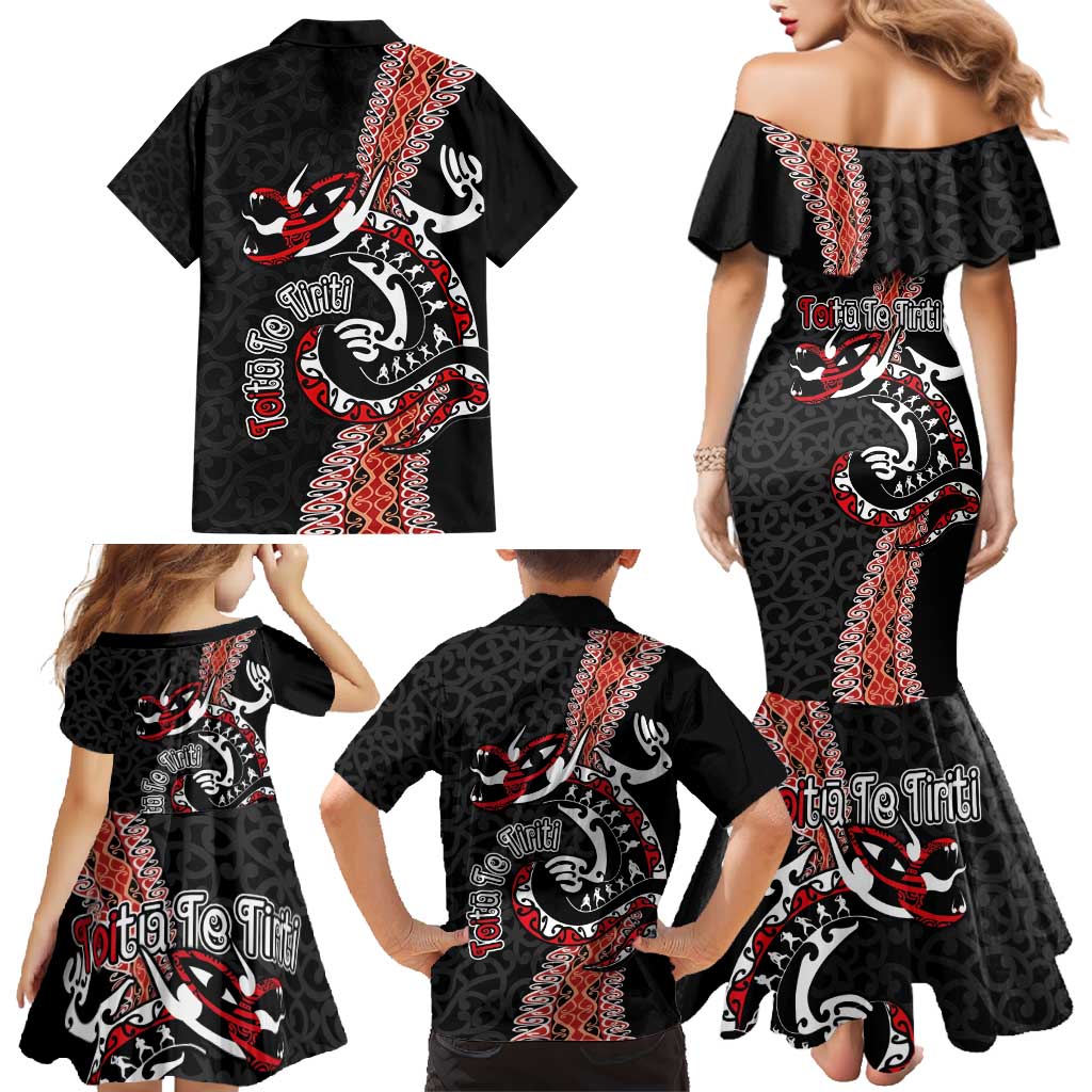 Aotearoa Toitu Te Tiriti Family Matching Mermaid Dress and Hawaiian Shirt Maori Taniwha Haka - Honour the Treaty LT03 - Polynesian Pride