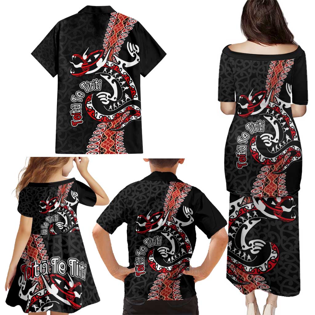 Aotearoa Toitu Te Tiriti Family Matching Puletasi and Hawaiian Shirt Maori Taniwha Haka - Honour the Treaty LT03 - Polynesian Pride
