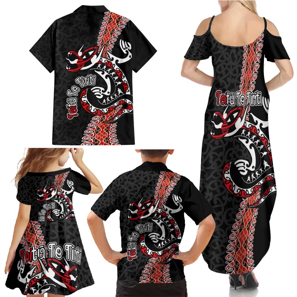 Aotearoa Toitu Te Tiriti Family Matching Summer Maxi Dress and Hawaiian Shirt Maori Taniwha Haka - Honour the Treaty LT03 - Polynesian Pride