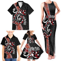 Aotearoa Toitu Te Tiriti Family Matching Tank Maxi Dress and Hawaiian Shirt Maori Taniwha Haka - Honour the Treaty LT03 - Polynesian Pride