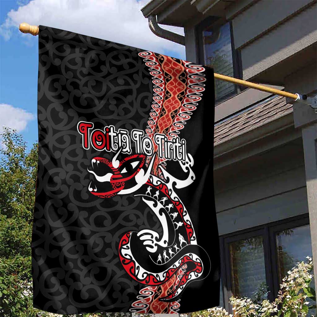 Aotearoa Toitu Te Tiriti Garden Flag Maori Taniwha Haka - Honour the Treaty LT03 - Polynesian Pride