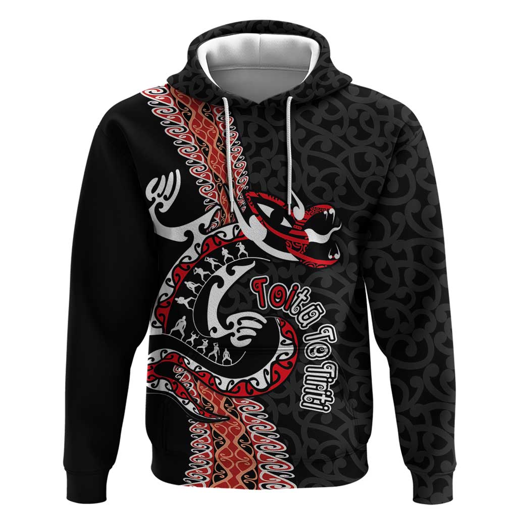 Aotearoa Toitu Te Tiriti Hoodie Maori Taniwha Haka - Honour the Treaty LT03 Pullover Hoodie Black - Polynesian Pride