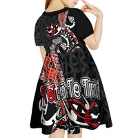 Aotearoa Toitu Te Tiriti Kid Short Sleeve Dress Maori Taniwha Haka - Honour the Treaty LT03 - Polynesian Pride