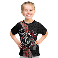 Aotearoa Toitu Te Tiriti Kid T Shirt Maori Taniwha Haka - Honour the Treaty LT03 Black - Polynesian Pride