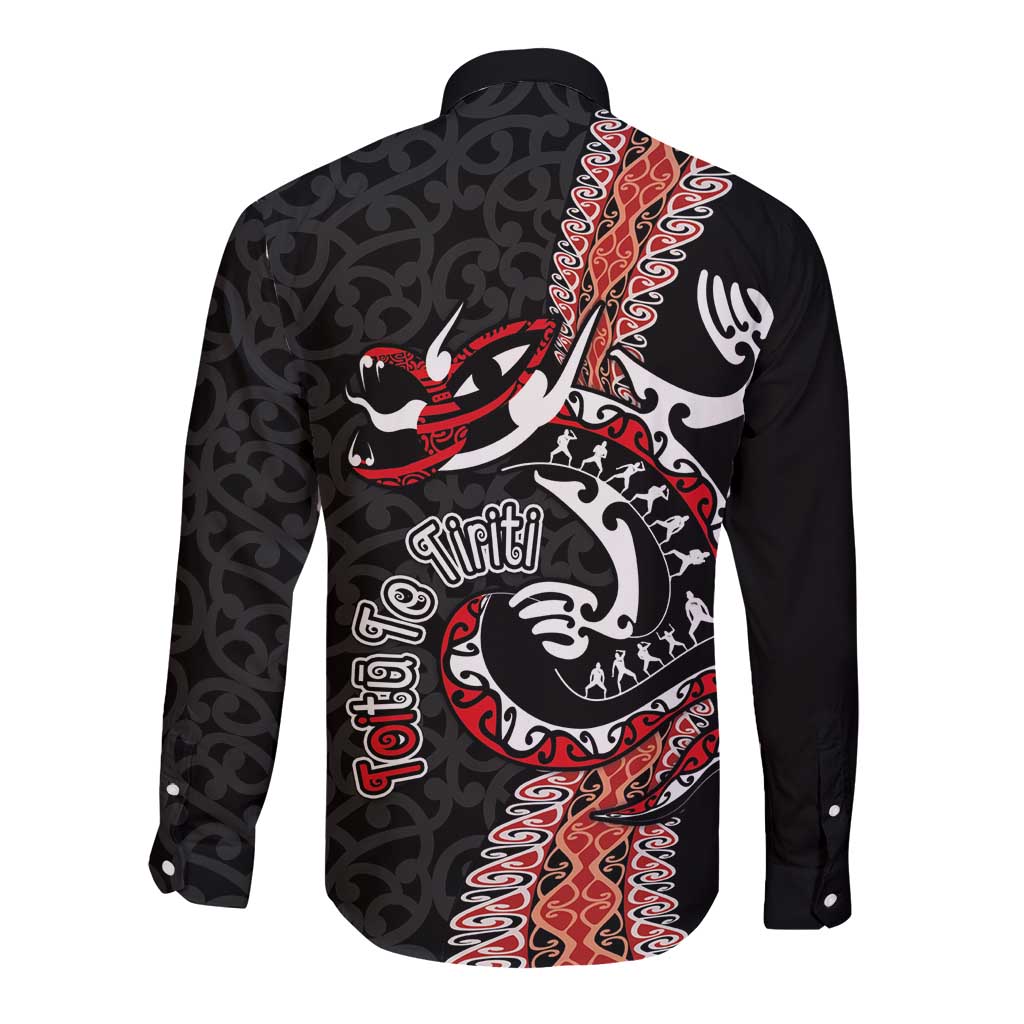 Aotearoa Toitu Te Tiriti Long Sleeve Button Shirt Maori Taniwha Haka - Honour the Treaty LT03 - Polynesian Pride