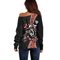 Aotearoa Toitu Te Tiriti Off Shoulder Sweater Maori Taniwha Haka - Honour the Treaty LT03 - Polynesian Pride