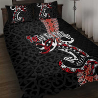Aotearoa Toitu Te Tiriti Quilt Bed Set Maori Taniwha Haka - Honour the Treaty LT03 Black - Polynesian Pride