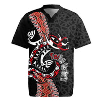 Aotearoa Toitu Te Tiriti Rugby Jersey Maori Taniwha Haka - Honour the Treaty LT03 Black - Polynesian Pride