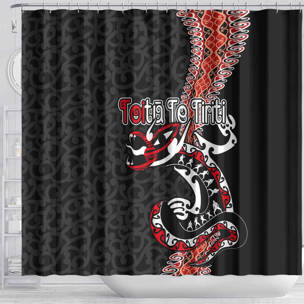 Aotearoa Toitu Te Tiriti Shower Curtain Maori Taniwha Haka - Honour the Treaty LT03 - Polynesian Pride