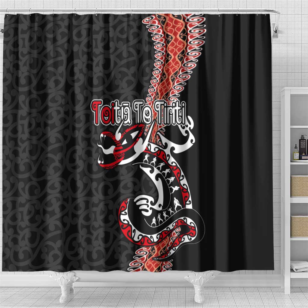 Aotearoa Toitu Te Tiriti Shower Curtain Maori Taniwha Haka - Honour the Treaty LT03 - Polynesian Pride