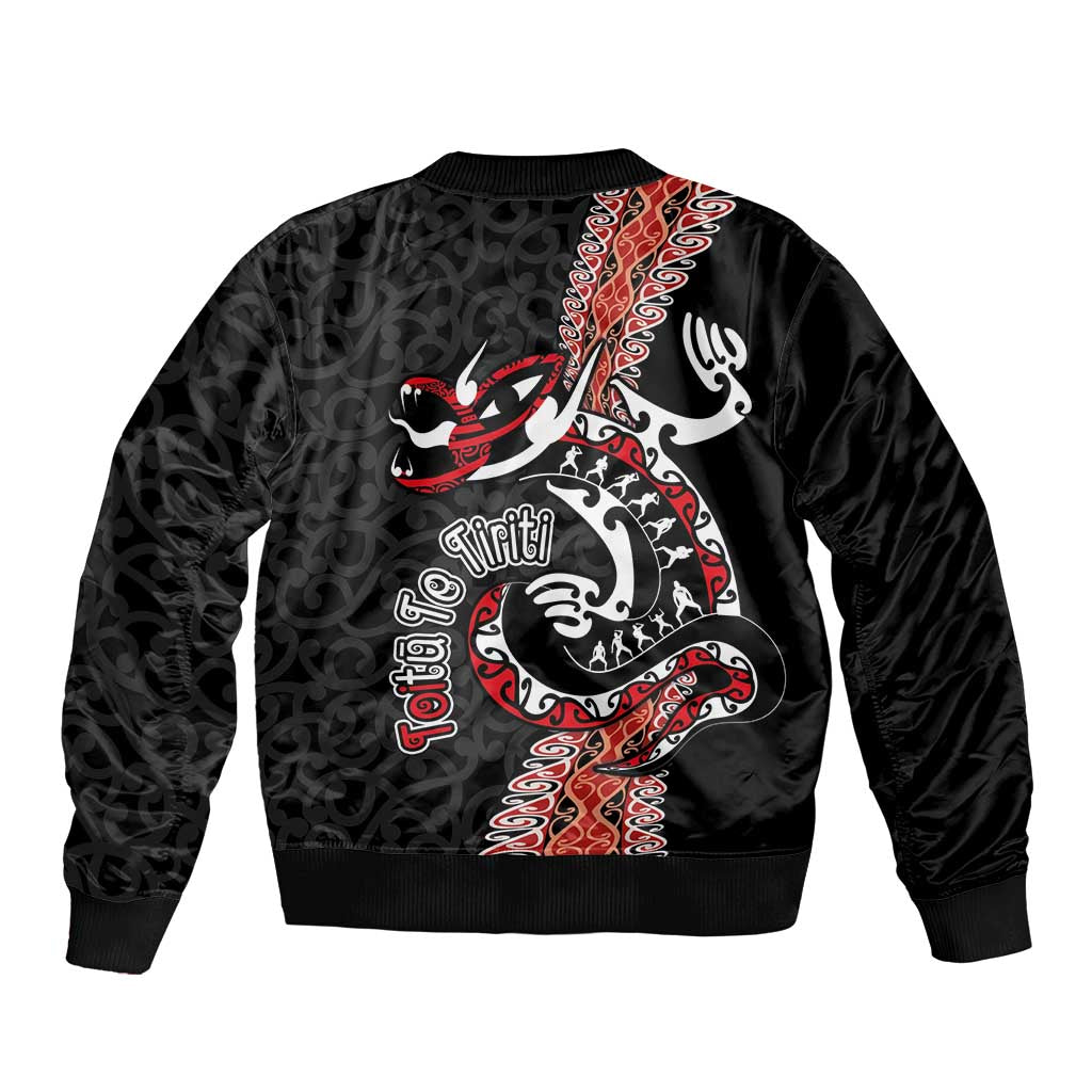 Aotearoa Toitu Te Tiriti Sleeve Zip Bomber Jacket Maori Taniwha Haka - Honour the Treaty LT03 - Polynesian Pride