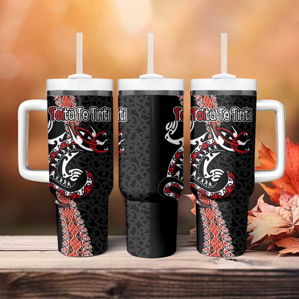 Aotearoa Toitu Te Tiriti Tumbler With Handle Maori Taniwha Haka - Honour the Treaty LT03 - Polynesian Pride