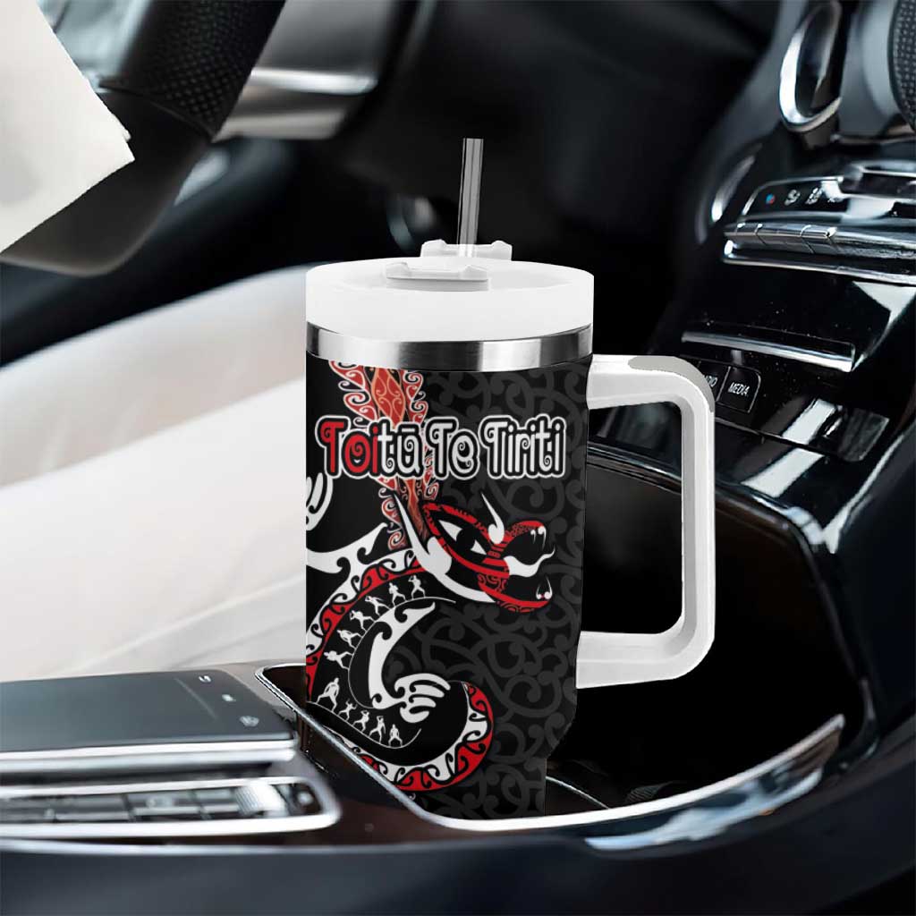 Aotearoa Toitu Te Tiriti Tumbler With Handle Maori Taniwha Haka - Honour the Treaty LT03 - Polynesian Pride