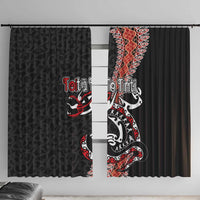 Aotearoa Toitu Te Tiriti Window Curtain Maori Taniwha Haka - Honour the Treaty LT03 With Hooks Black - Polynesian Pride