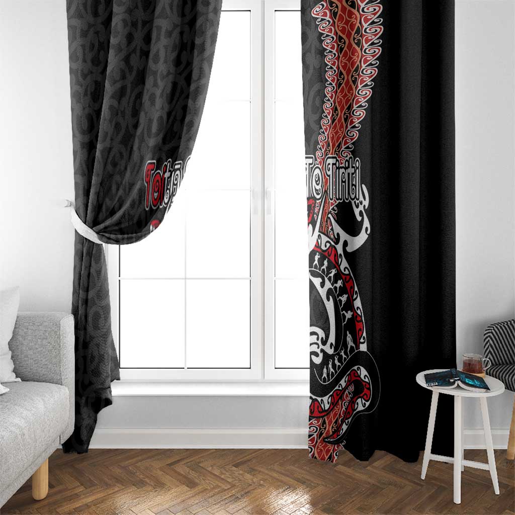 Aotearoa Toitu Te Tiriti Window Curtain Maori Taniwha Haka - Honour the Treaty LT03 - Polynesian Pride
