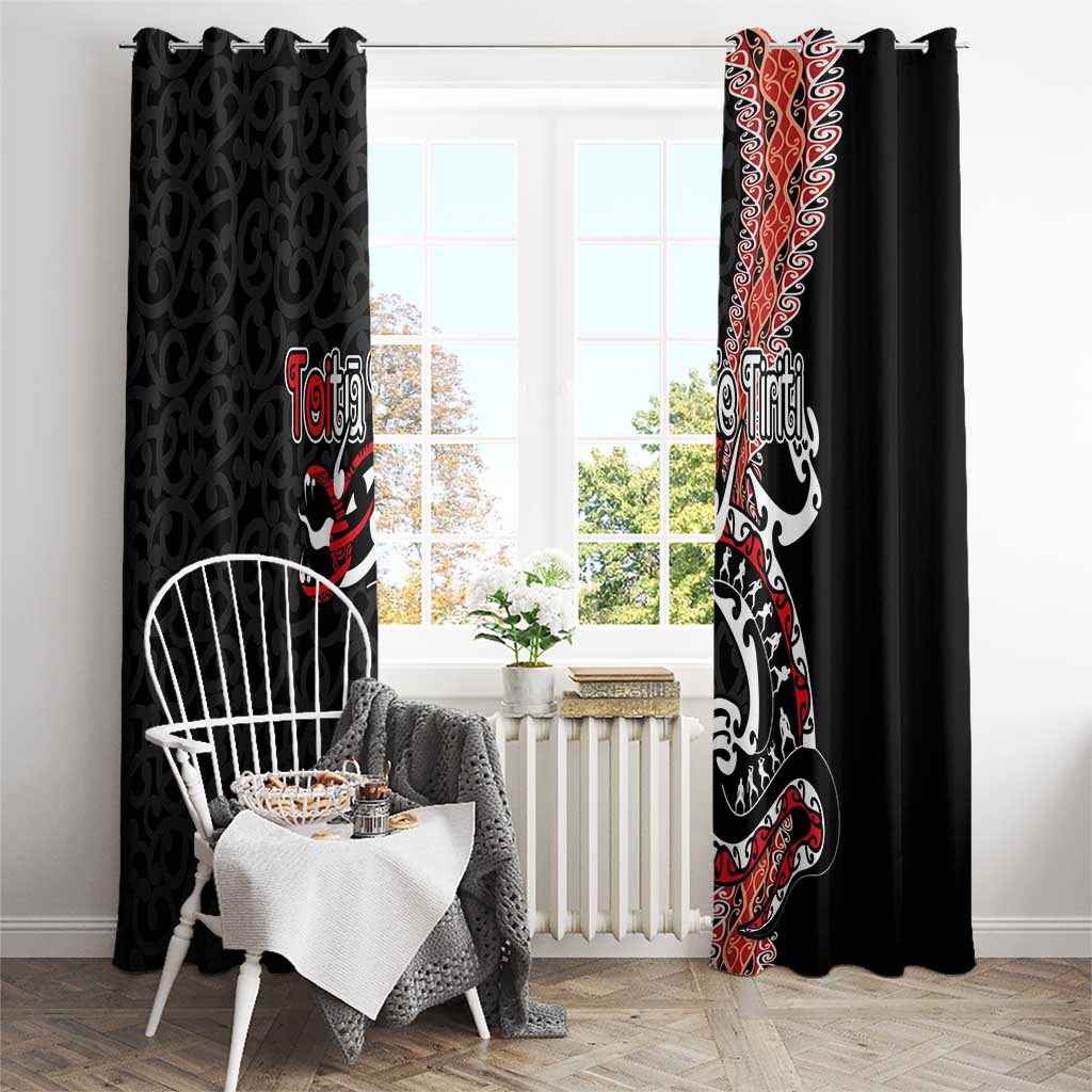 Aotearoa Toitu Te Tiriti Window Curtain Maori Taniwha Haka - Honour the Treaty LT03 - Polynesian Pride