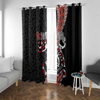 Aotearoa Toitu Te Tiriti Window Curtain Maori Taniwha Haka - Honour the Treaty LT03 With Grommets Black - Polynesian Pride