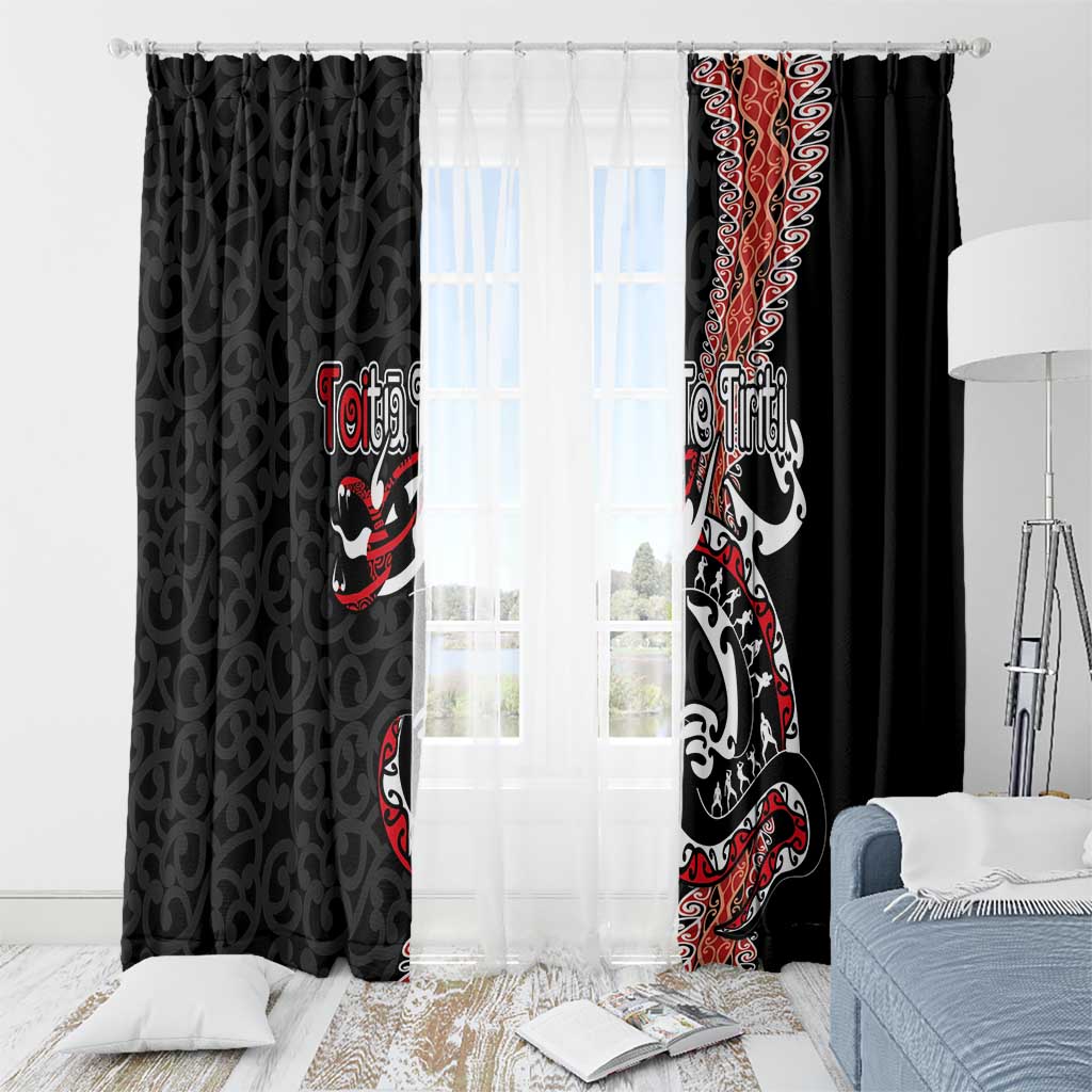 Aotearoa Toitu Te Tiriti Window Curtain Maori Taniwha Haka - Honour the Treaty LT03 - Polynesian Pride