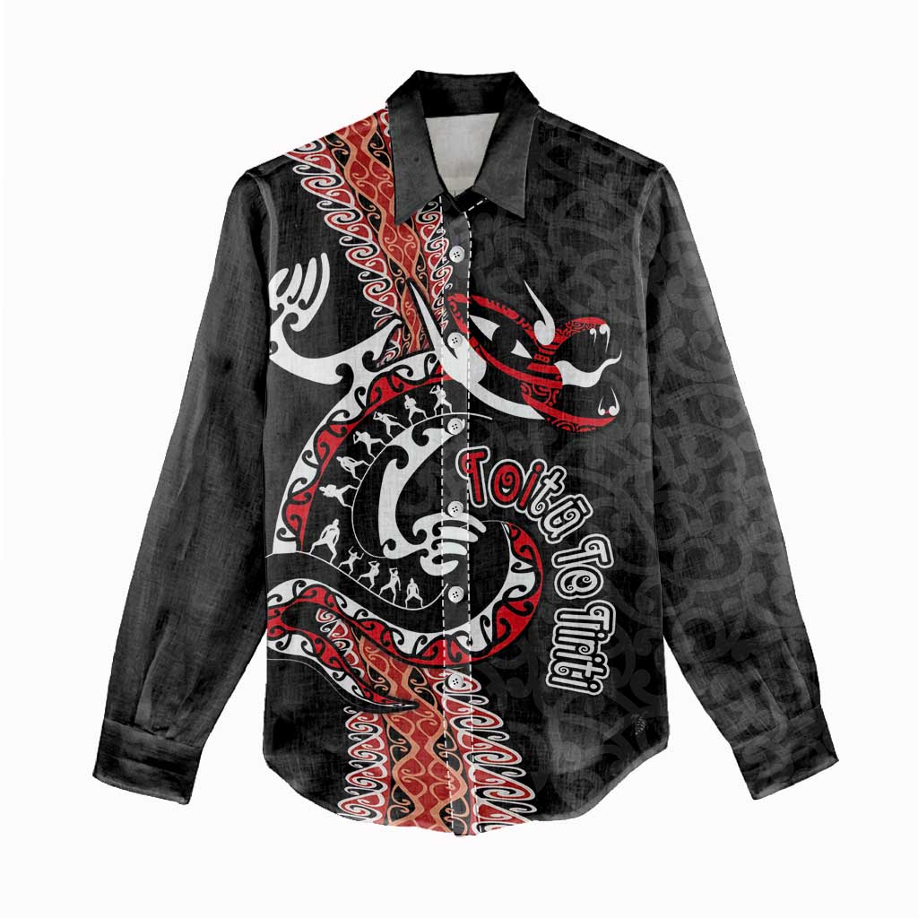Aotearoa Toitu Te Tiriti Women Casual Shirt Maori Taniwha Haka - Honour the Treaty LT03 - Polynesian Pride