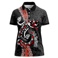 Aotearoa Toitu Te Tiriti Women Polo Shirt Maori Taniwha Haka - Honour the Treaty LT03