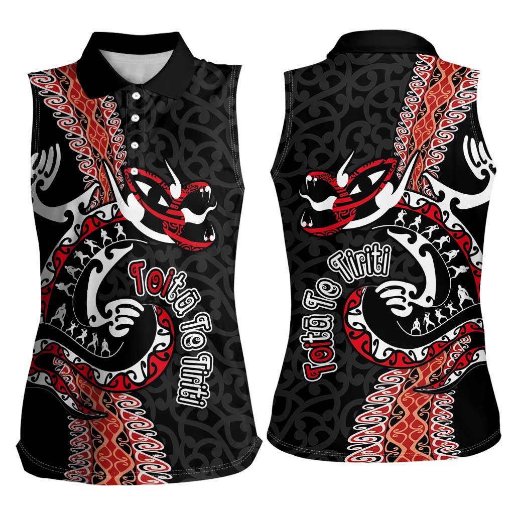Aotearoa Toitu Te Tiriti Women Sleeveless Polo Shirt Maori Taniwha Haka - Honour the Treaty LT03 - Polynesian Pride