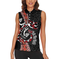 Aotearoa Toitu Te Tiriti Women Sleeveless Polo Shirt Maori Taniwha Haka - Honour the Treaty LT03 - Polynesian Pride