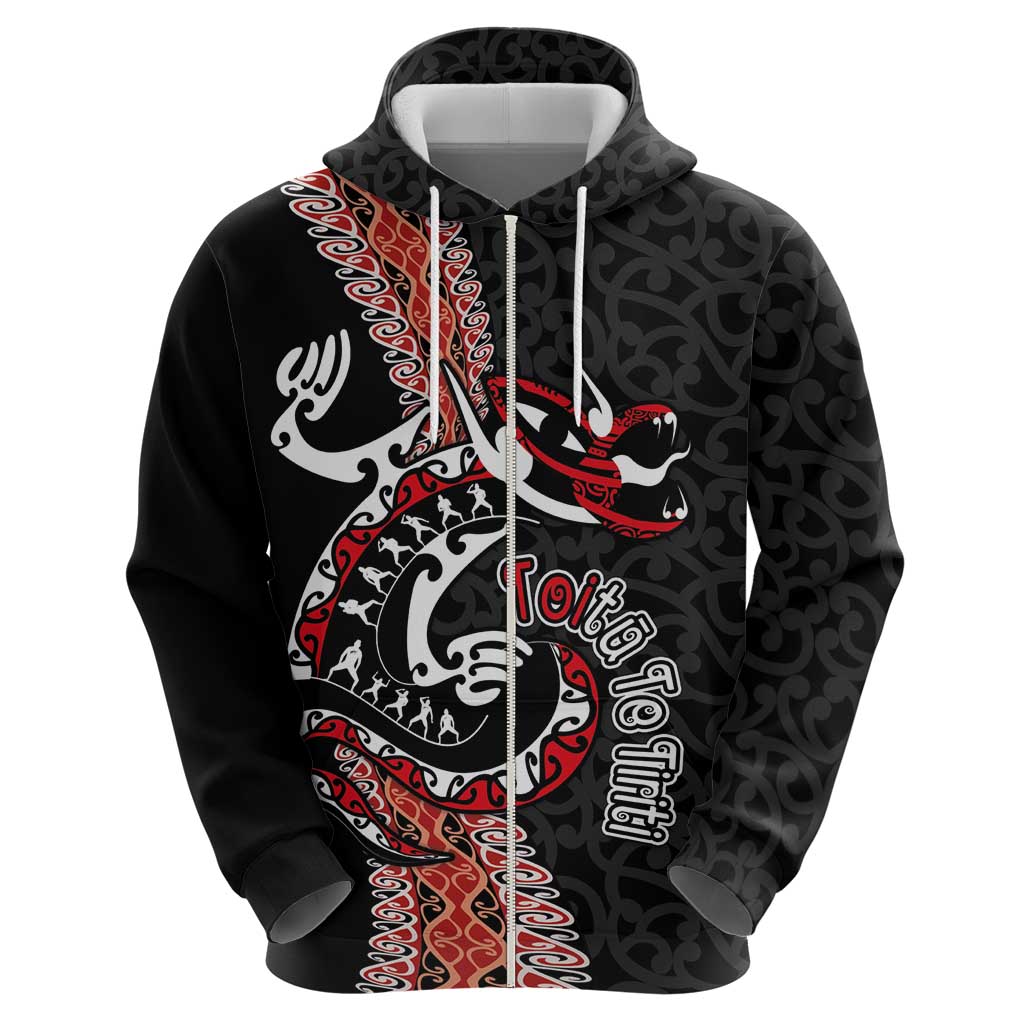 Aotearoa Toitu Te Tiriti Zip Hoodie Maori Taniwha Haka - Honour the Treaty LT03 - Polynesian Pride