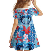 Hawaiian Dolphin Love Couple - Ocean Heart Family Matching Long Sleeve Bodycon Dress and Hawaiian Shirt LT03 - Polynesian Pride