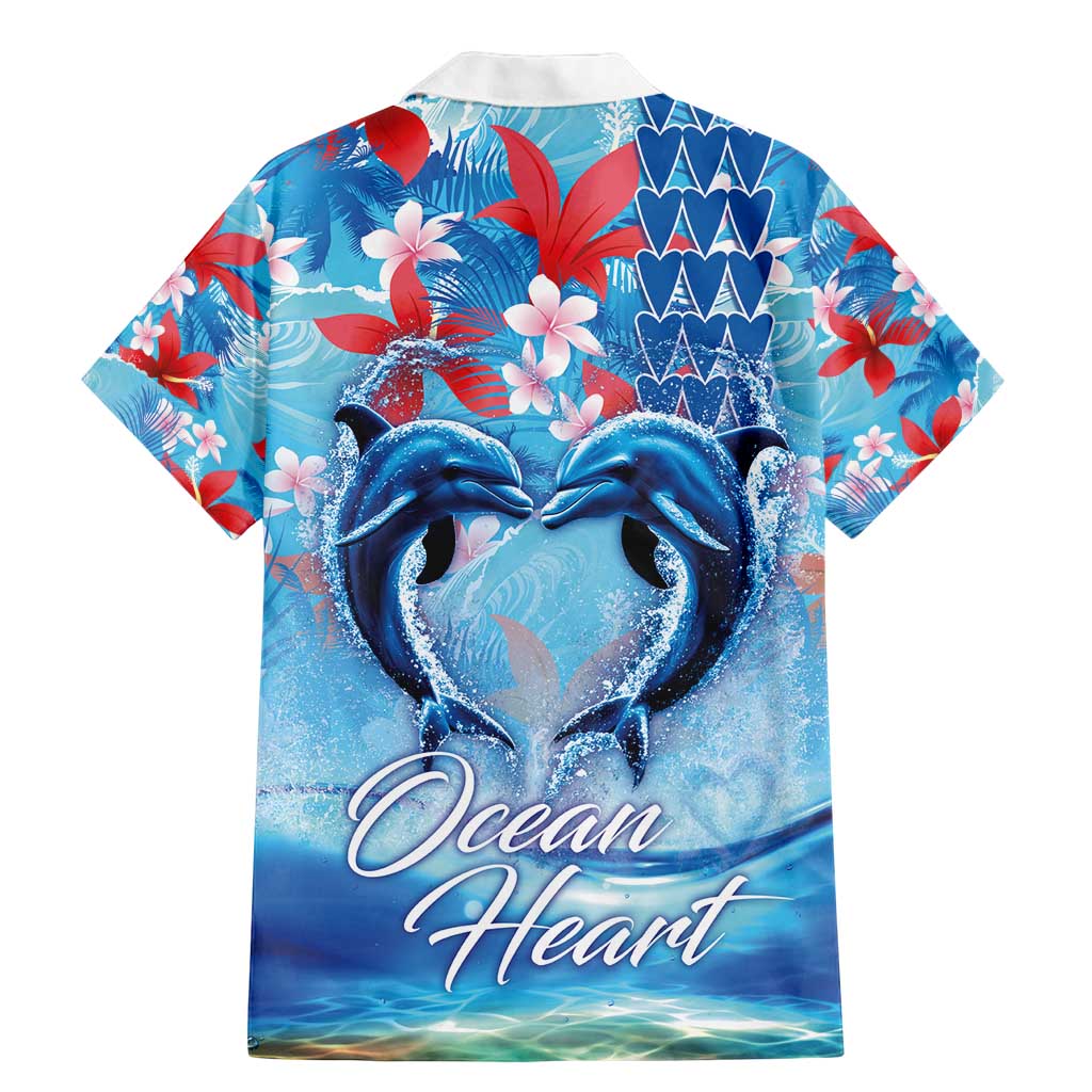 Hawaiian Dolphin Love Couple - Ocean Heart Family Matching Mermaid Dress and Hawaiian Shirt LT03 - Polynesian Pride