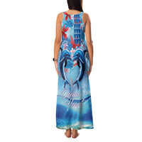 Hawaiian Dolphin Love Couple - Ocean Heart Family Matching Tank Maxi Dress and Hawaiian Shirt LT03 - Polynesian Pride