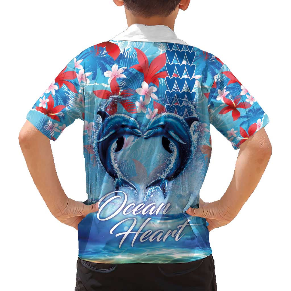 Hawaiian Dolphin Love Couple - Ocean Heart Kid Hawaiian Shirt