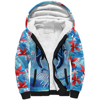 Hawaiian Dolphin Love Couple - Ocean Heart Sherpa Hoodie LT03 Unisex Blue - Polynesian Pride