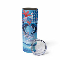 Hawaiian Dolphin Love Couple - Ocean Heart Skinny Tumbler LT03 - Polynesian Pride